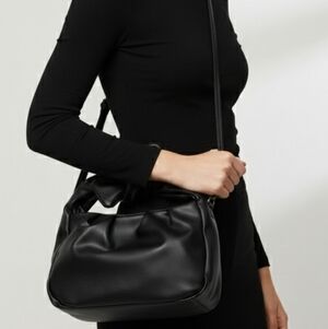 Black Faux Leather Crossbody Bag